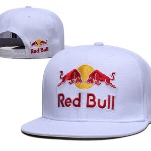 ❤️Red Bull White Snapback Hat - Embroidered Logo